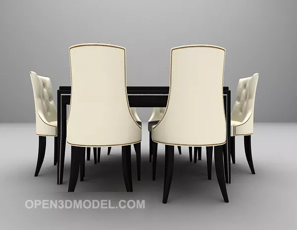 European Wooden Dining Table Furniture 3d model European Wooden Dining Table Furniture 3d model