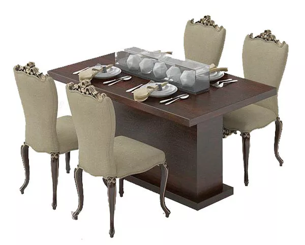European Dining Table Furniture With Chairs 3d model European Dining Table Furniture With Chairs 3d model