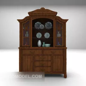European Wooden Display Cabinet Furniture 3d model
