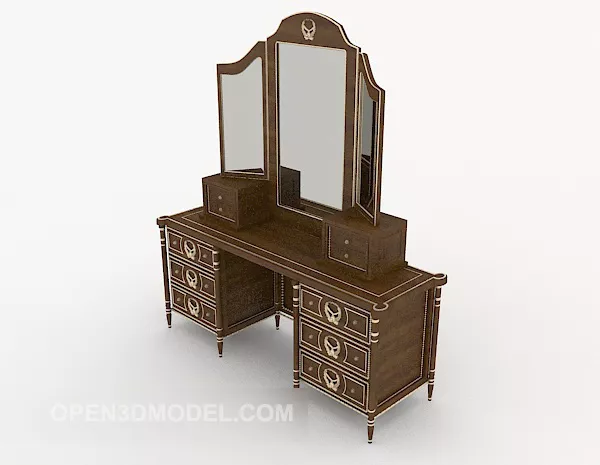 European Wooden Dressing Table 3d model European Wooden Dressing Table 3d model