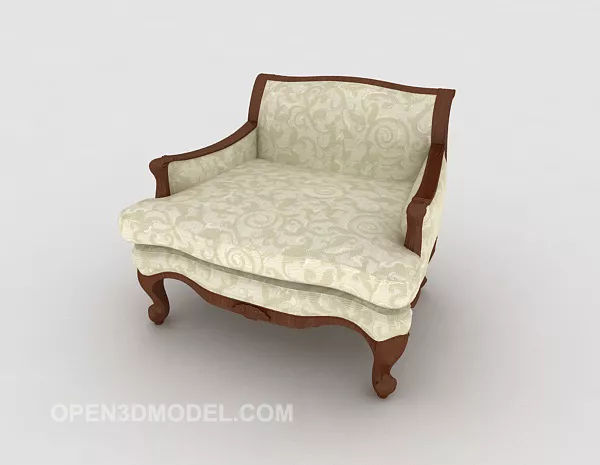 European Wooden Pattern Single Sofa 3d model European Wooden Pattern Single Sofa 3d model