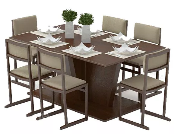 Home Dinning Wooden Square Table Chair 3d model Home Dinning Wooden Square Table Chair 3d model