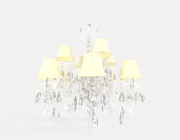 European Yellow Crystal Chandelier 3d model European Yellow Crystal Chandelier 3d model