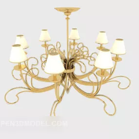 European Yellow Home Chandelier 3d model