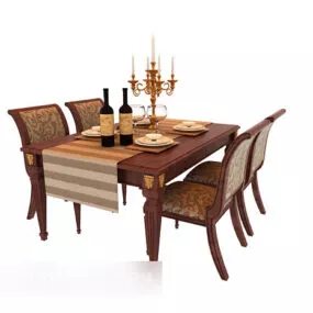 Exquisite American Four-person Table 3d model
