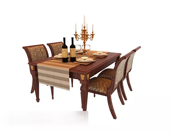 Exquisite American Four-person Table 3d model Exquisite American Four-person Table 3d model