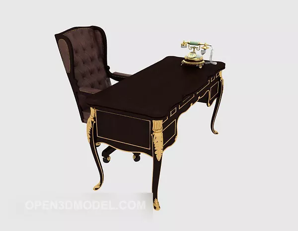 Exquisite European Solid Wood Desk 3d model Exquisite European Solid Wood Desk 3d model