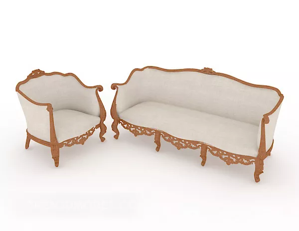 Exquisite European Wooden Sofa 3d model Exquisite European Wooden Sofa 3d model