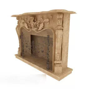 Exquisite Home Stone Fireplace 3d model