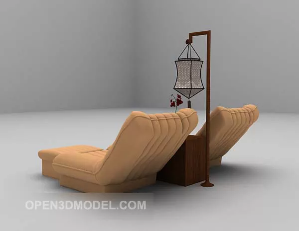 Fabric Chair With Floor Lamp 3d model Fabric Chair With Floor Lamp 3d model
