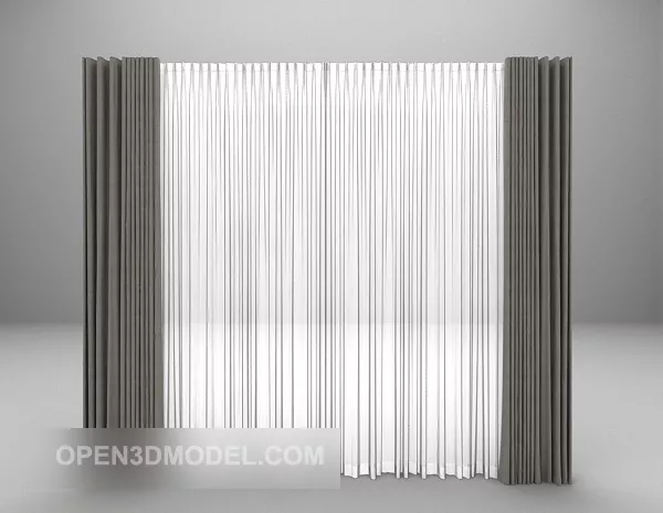 Fabric Curtains Two Layers Furniture 3d model Fabric Curtains Two Layers Furniture 3d model