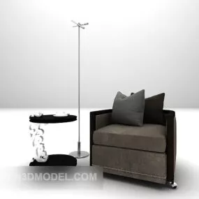 Fabric Sofa Table Lamp Furniture Set 3d model