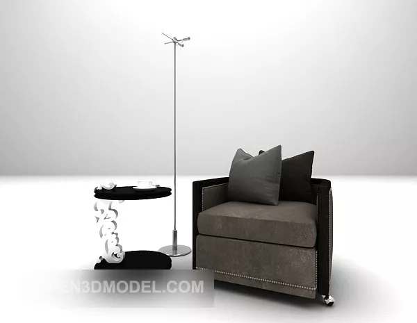 Fabric Sofa Table Lamp Furniture Set 3d model Fabric Sofa Table Lamp Furniture Set 3d model