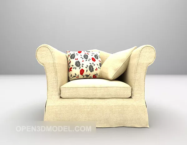 Yellow Fabric Sofa With Cousin 3d model Yellow Fabric Sofa With Cousin 3d model