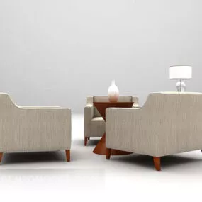 Fabric Table And Chair Brown Fabric 3d model