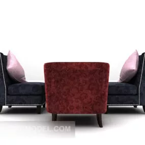 Velvet Table And Chair Combination 3d model