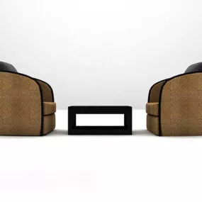 Fabric Table And High Back Chair Combination 3d model