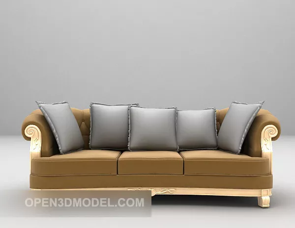 Fabric Three-person Sofa Furniture 3d model Fabric Three-person Sofa Furniture 3d model