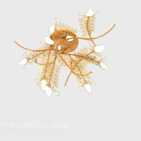 European Brass Chandelier 3d model