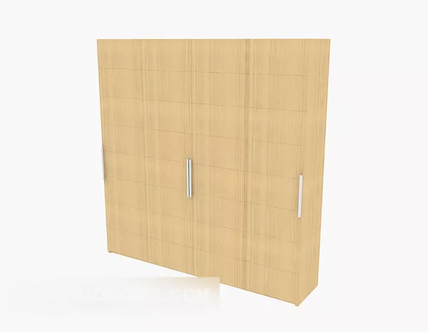 Walnut Wardrobe With Square Drawers 3d model