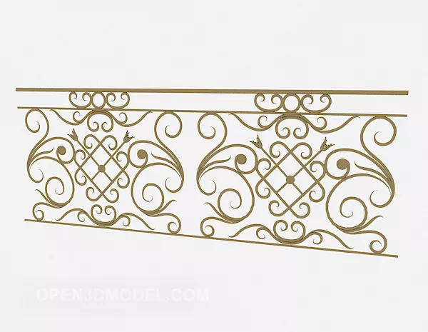 Balcony Brass Railing 3d model Balcony Brass Railing 3d model
