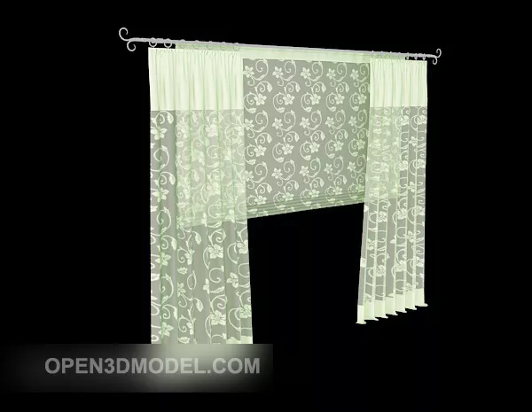 Interior Curtain With Top Rail 3d model