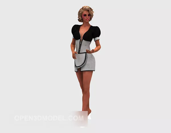 Hoverboard With Bikini Girl 3d model