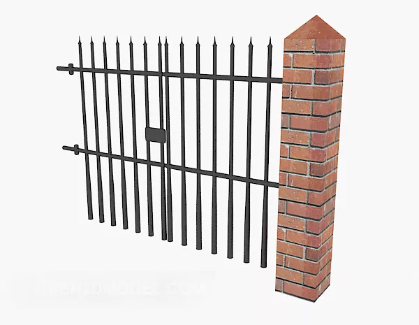 Brick Wall Fence 3d model