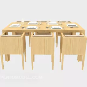 Solid Wood Dining Table Furniture 3d model