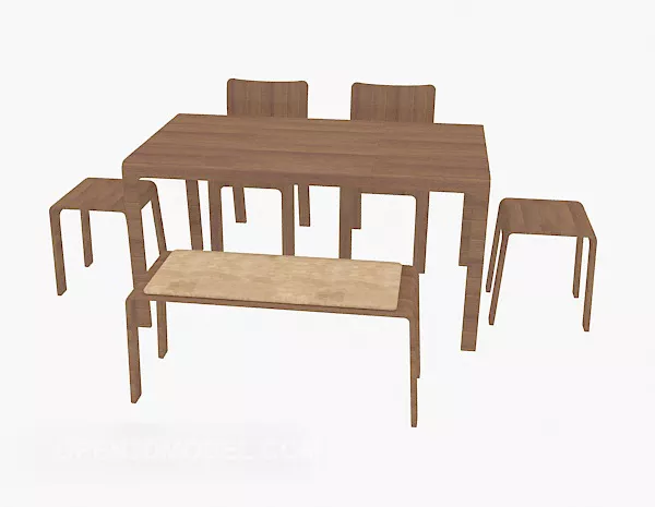 Fieldsolid Wooden Dining Table Chair 3d model Fieldsolid Wooden Dining Table Chair 3d model