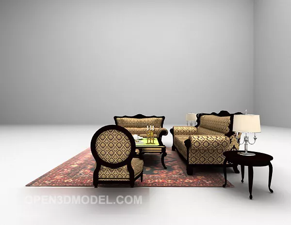 Ameriacan Sofa Chair Table Combination 3d model Ameriacan Sofa Chair Table Combination 3d model