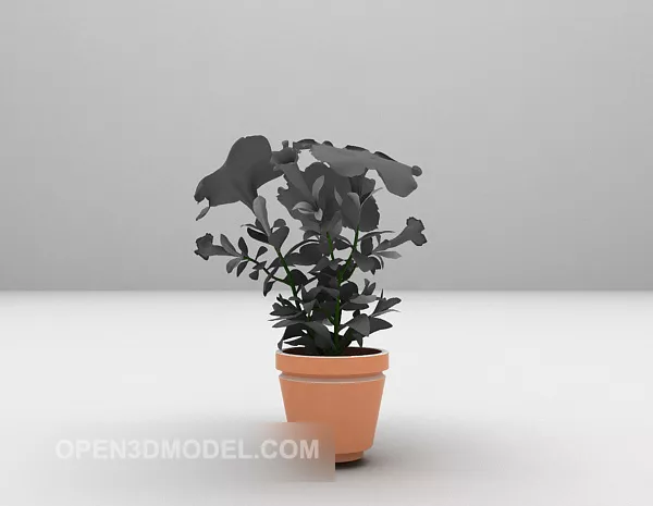 Decorative Flowers On Rectangular Vase 3d model