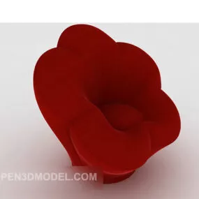 Flower Shape Red Single Sofa 3d model
