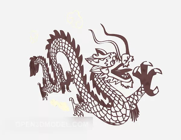 Mythical Chinese Dragon Statue 3d model