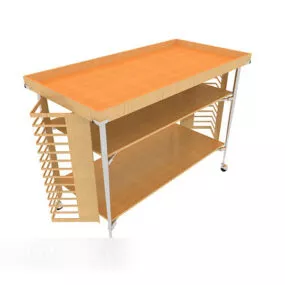 Food Trolley Wooden 3d model