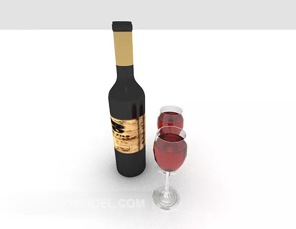 Tall Wine Rack With Wine Bottles And Vase 3d model