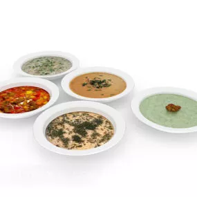 Four Dishes Food 3d model