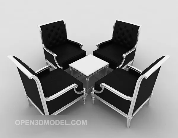 Four-person Casual Table Chair Set 3d model Four-person Casual Table Chair Set 3d model