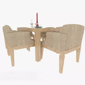 Four-person Home Dining Table Chair 3d model