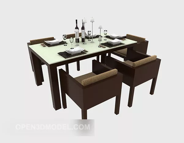 Four-person Restaurant Table 3d model Four-person Restaurant Table 3d model