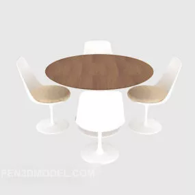 Modernism Round Table Chair Four-person 3d model