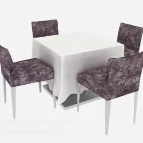 Four-person Simple Table Chair 3d model