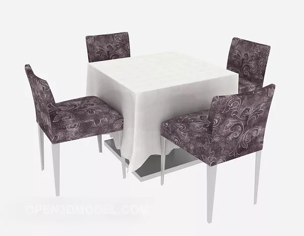 Four-person Simple Table Chair 3d model Four-person Simple Table Chair 3d model