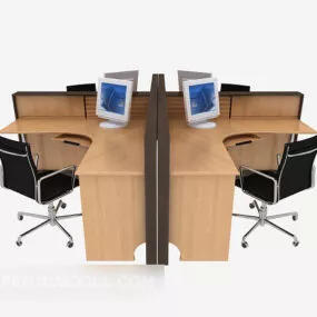 Four-person Table Chair Set 3d model