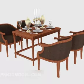 Four-person Table Chair 3d model