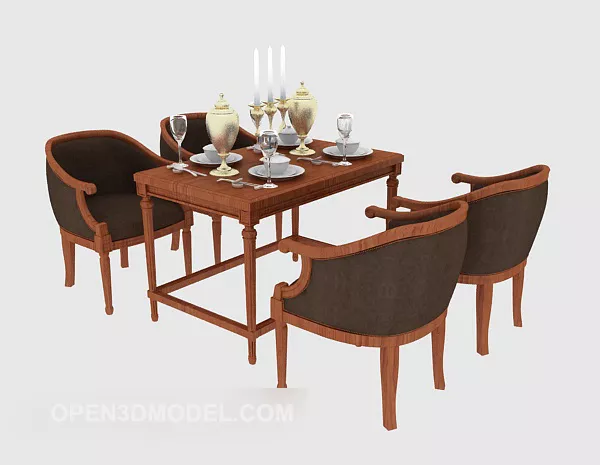 Four-person Table Chair 3d model Four-person Table Chair 3d model