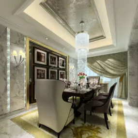 European Restaurants White Color Decor 3d model