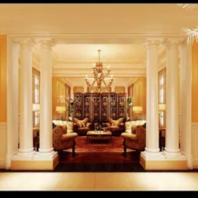 European Hotel Hall Decoration 3d model