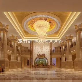 European Classic Hall Interior 3d model