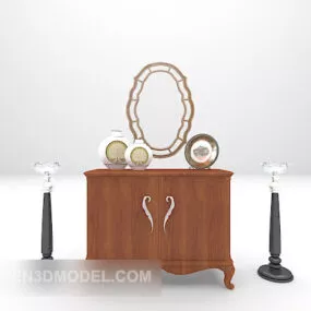 European Side Cabinet Wooden Style 3d model